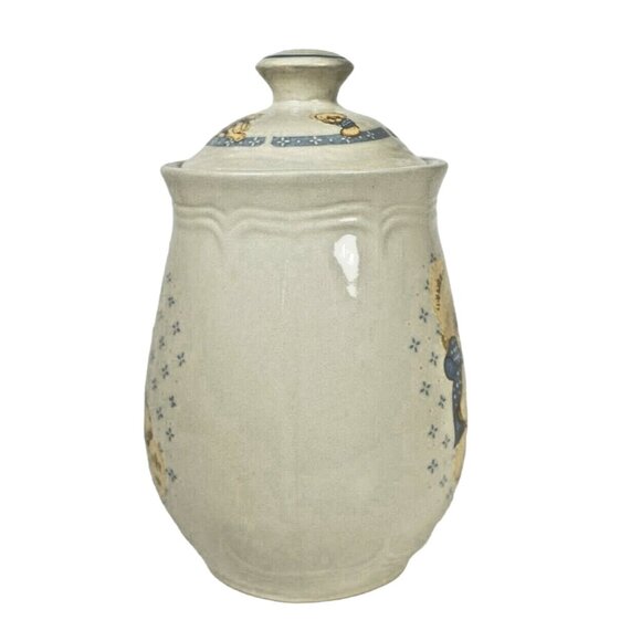 Vintage Tienshan Stoneware Teddy Bear Canister with Lid Kitchenware - Picture 4 of 5